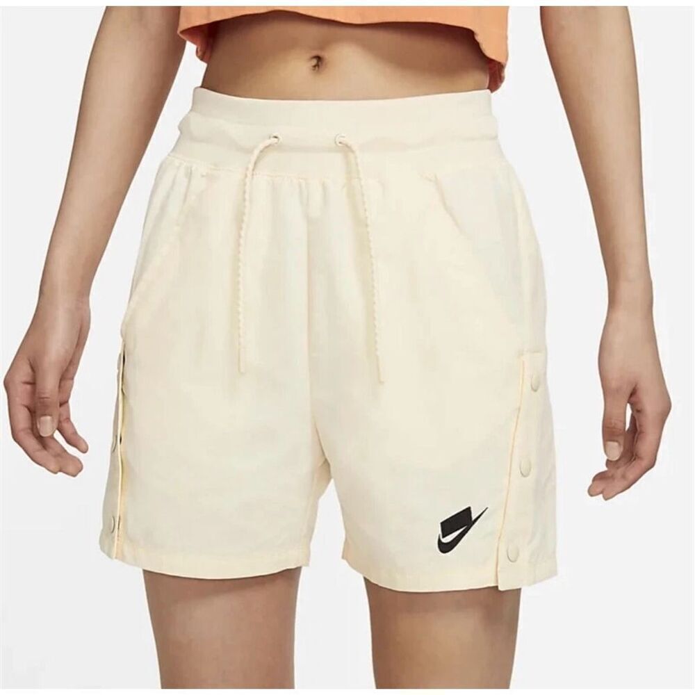 Nike Women’s Small NSW Activewear Shorts Off White Snap Button Drawstring